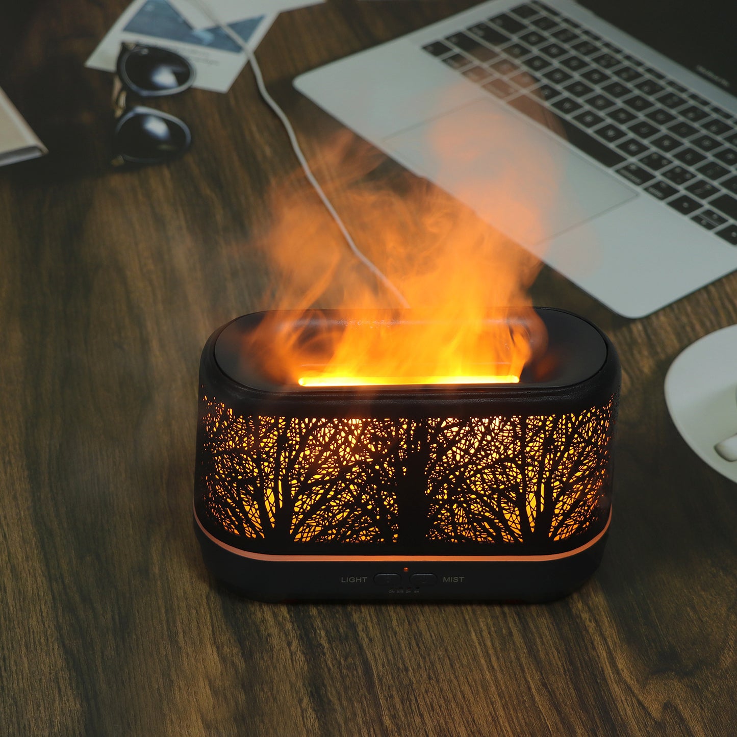 New wrought iron hollow forest lantern flame humidifier household flame essential oil aroma diffuser