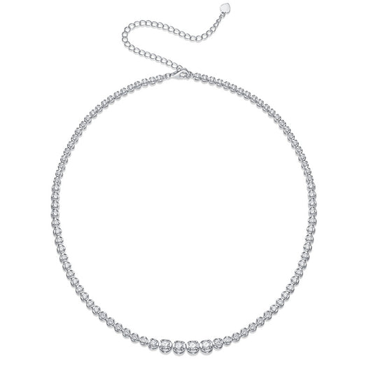 Full of diamonds, ultra white diamonds, moissanite silver-plated 18k white gold necklace