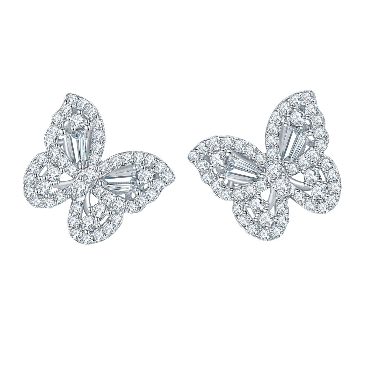 New Bow Full Diamond Moissanite Stud Earrings Premium Women's 925 Sterling Silver Plated with 18k Gold