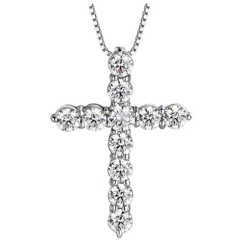 Fashion accessories male cross Jesus 2.8mm round moissanite necklace