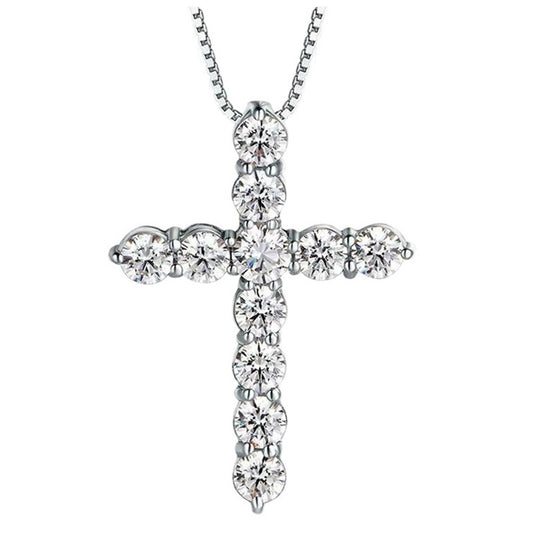 Fashion accessories male cross Jesus 2.8mm round moissanite necklace