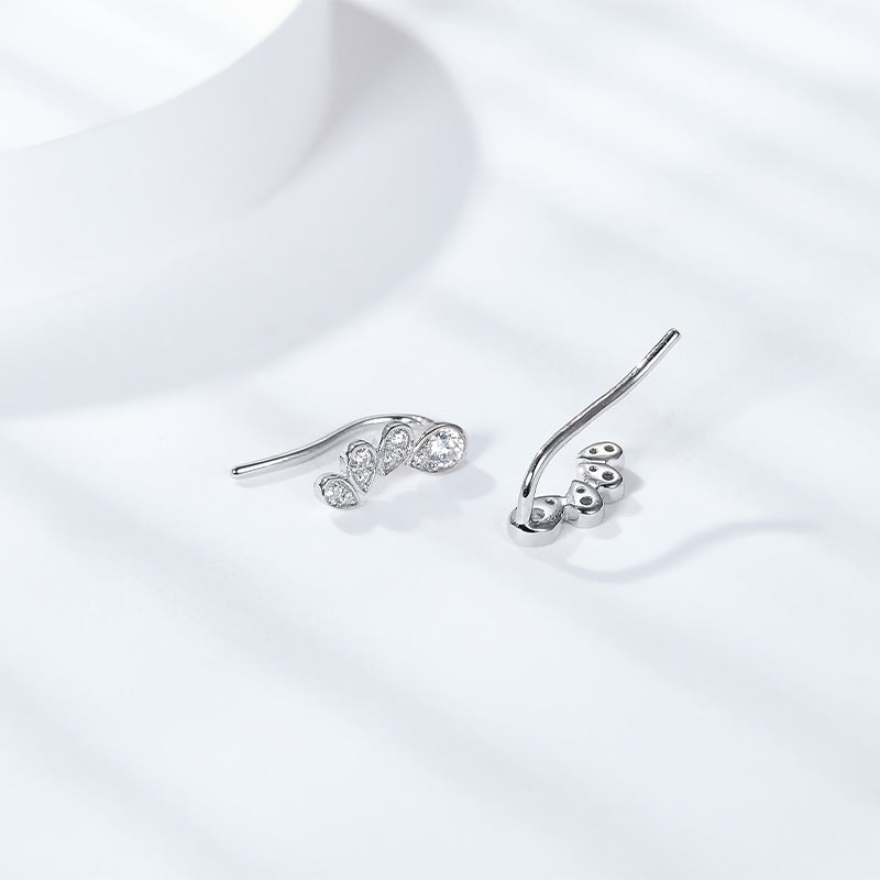 Josephine panelled pear-shaped earrings, full of diamonds, moissanite, seconds over the diamonds, silver plated 18K white gold earrings