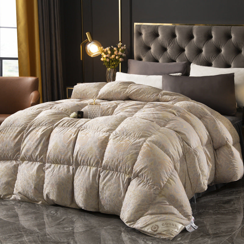 The hotel's high-end double-layer duvet 120 jacquard 95 white goose down winter quilt wedding quilt core thickened duvet